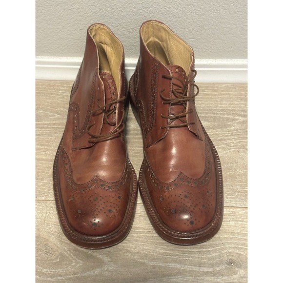 Dino Corvari Men\'s‎ brown Wingtip Leather Chukka Boots Size 10 Handmade in Italy main image 10